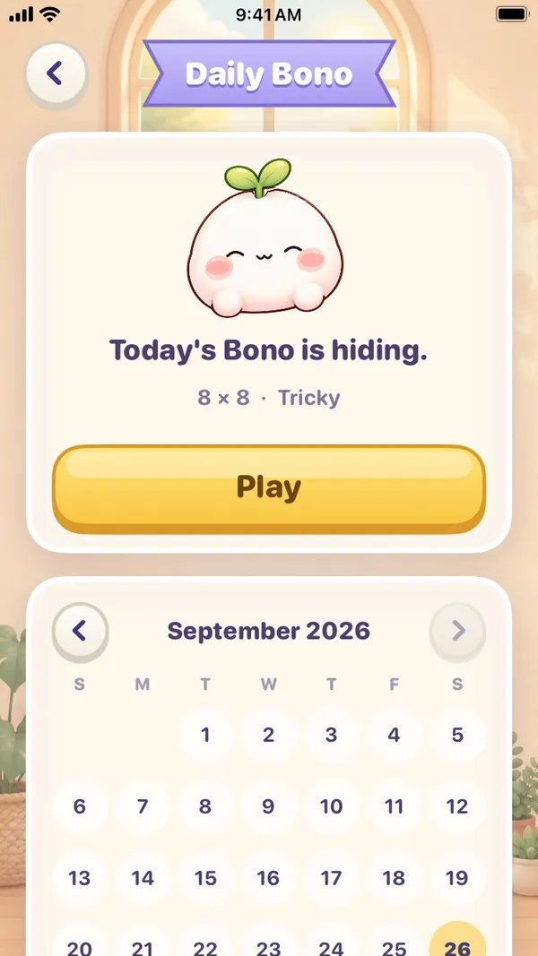 The Daily Bono screen with a calendar